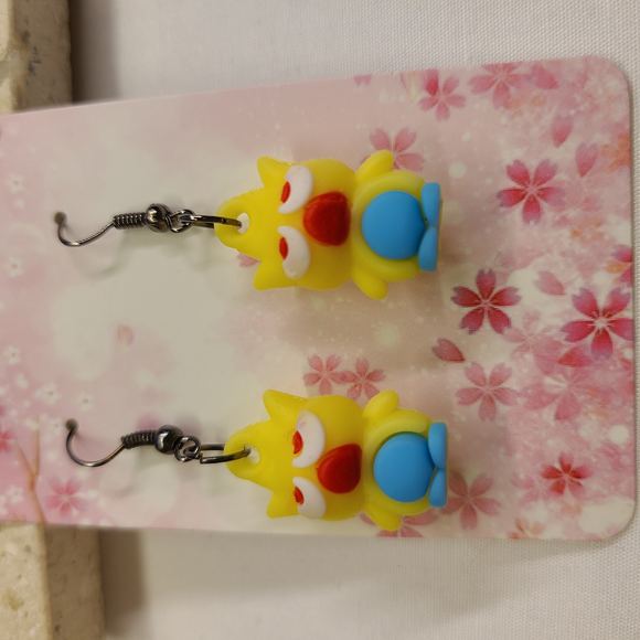 SANRIO KAWAII YELLOW BADTZ-MARU EARRINGS - Picture 1 of 2